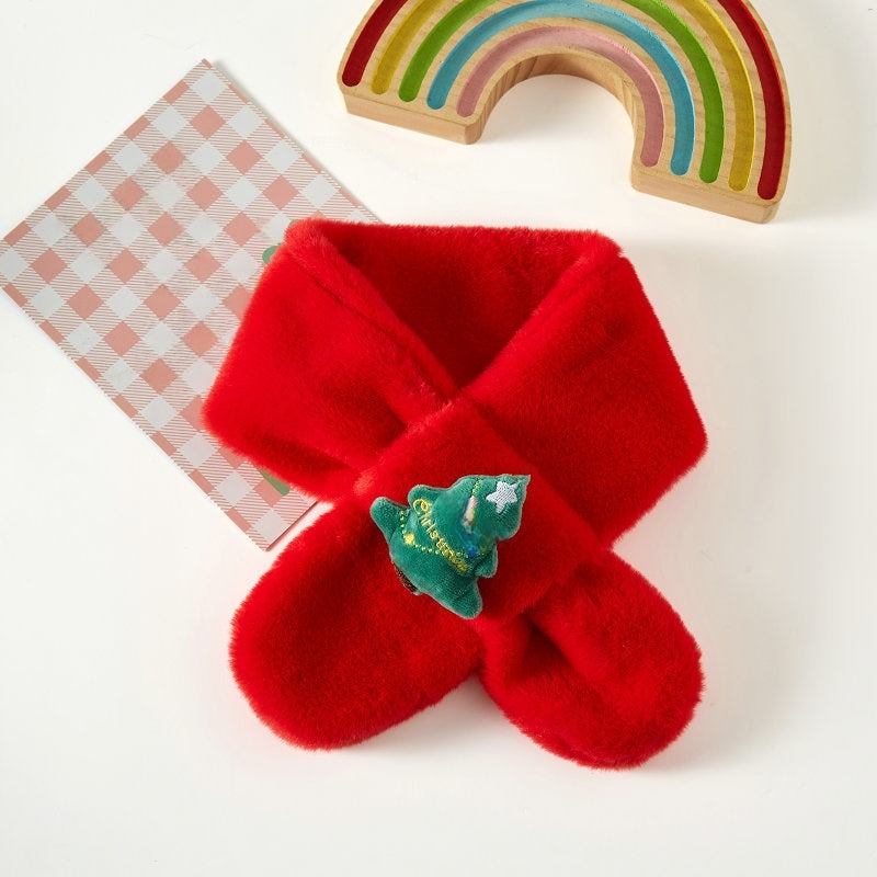 Kids Winter Beanie Scarf for 2-10 Years Old Boys Girls Christmas reindeer snowman santa tree Rabbit Capybara Cat Outdoor Warm Fleece Lined Thermal Knit Fluffy Pom (D)