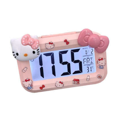 LED Digital Children Alarm Clock With Night Light - Light Alarm Clock for Girls Boys Teenagers School Back To School Gifts Dual Alarms Snooze Modes Temperature Dates display (Hello Kitty)