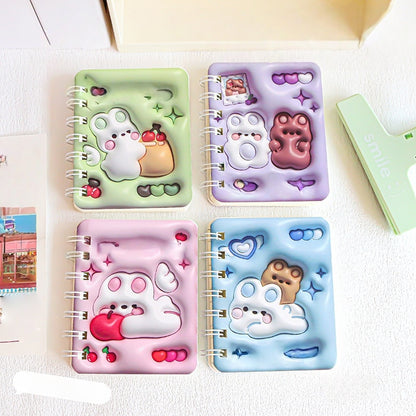 4PCS cute unicorn bus Notebook Wirebound Small Mini Pocket Journal Diary for Girls Boys Kids Gift Spiral bound A7 Lined Notebook Writing Drawing Notepad(Kpop)