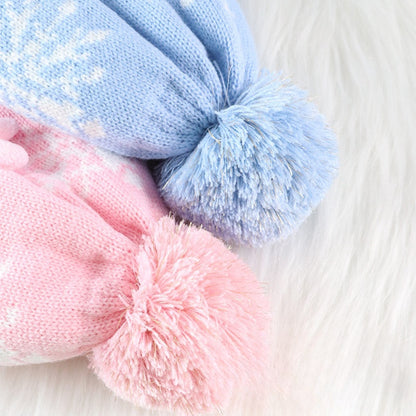 Kids Winter Beanie Hat Scarf for 2-10 Years Old Boys Girls.Outdoor Warm Fleece Lined Thermal Knit Fluffy Pom