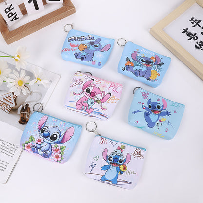 2 Pack Small Coin Purse, Cute Cartoon Wallet Mini Purse Holder for Women Girls Children, Oxford Pouch Small Change Bag for Coin, Credit Card, ID Card, Keys, Lipstick (Stitch)