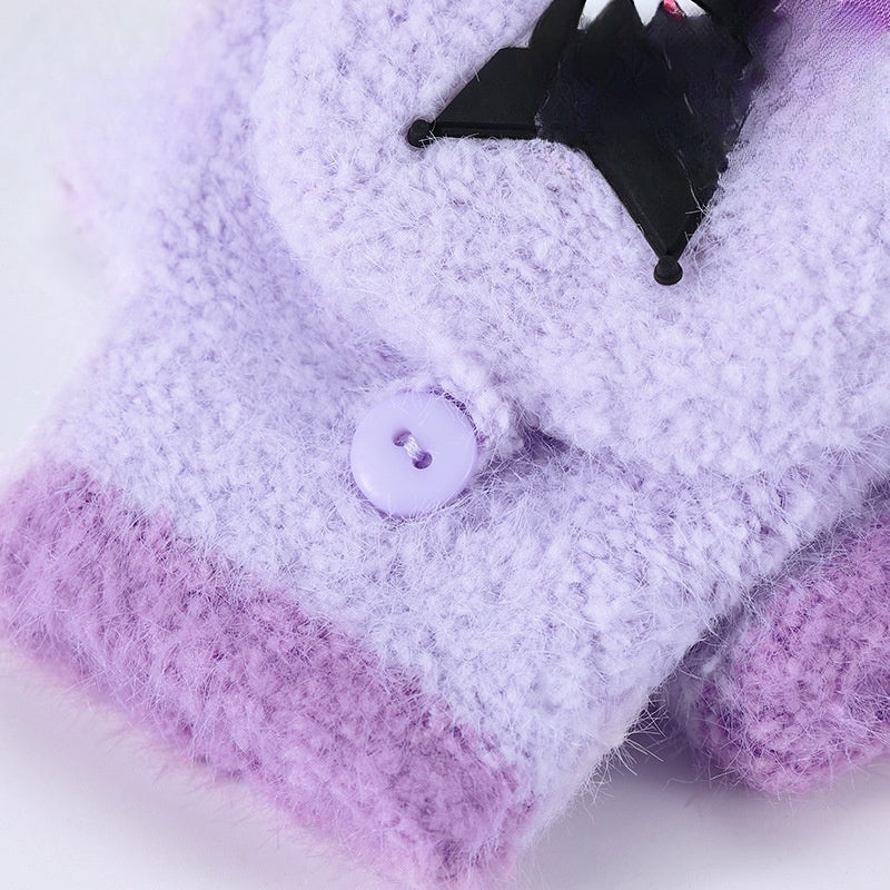 Fingerless Flap Cover Gloves Winter Knit Warm Mittens Soft Lined Fleece Thermal Outdoor Half Finger Gloves with Cover Convertible Flip Top for Kids