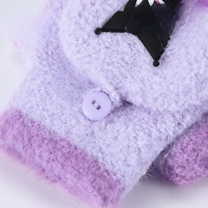 Fingerless Flap Cover Gloves Winter Knit Warm Mittens Soft Lined Fleece Thermal Outdoor Half Finger Gloves with Cover Convertible Flip Top for Kids