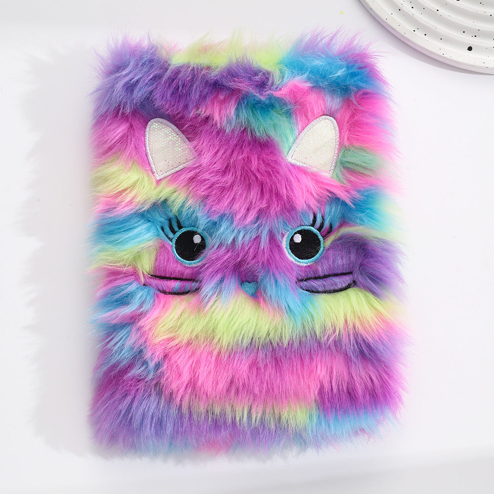 Unicorn Plush Notebook - Pom pom Journal Diary for Girls Kids Gift Embroidery Fuzzy A5 Secret Lined Notebook School Office Writing Drawing Notepad (Unicorn)
