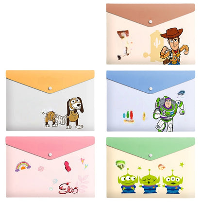 5PCS Plastic Wallets A4, 5 different designs Plastic Folders Popper Folder with Snap Closure, Lightweight Wallets for Document Office School Organization for Kids Adults (Mickey)