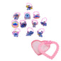 20Pcs Adjustable Princess pink Jewelry Girl Kids elsa Cartoon Plastic Rings Gift Set with Heart Shape Box