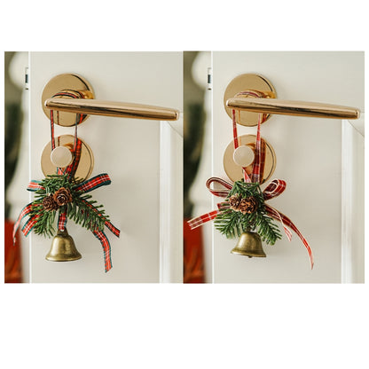 2PCS Velvets Bowknot Pinecone Bells Accessory Christmas Tree Hanging Pendant Ornament Stylish Door Handle Home Decoration