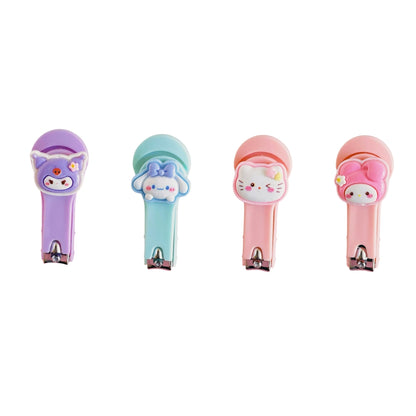 4PCS Kids Nail Clipper Manicure Sets Stainless Steel Cartoon Kitty Childrens Nail Clippers Kids Fortable Light Pedicure Kit Grooming Tools Baby Nail Clipper Set