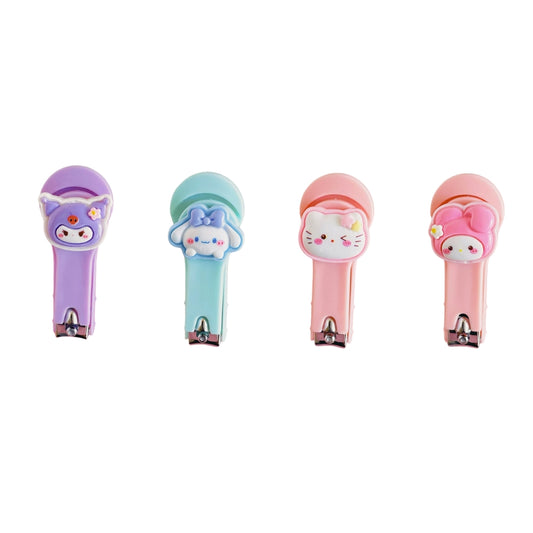 4PCS Kids Nail Clipper Manicure Sets Stainless Steel Cartoon Kitty Childrens Nail Clippers Kids Fortable Light Pedicure Kit Grooming Tools Baby Nail Clipper Set