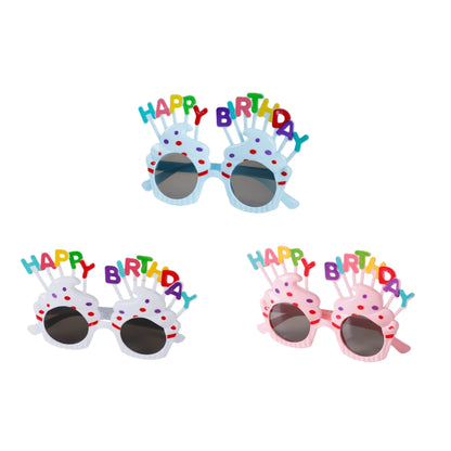 3 Pack Happy Sunglasses Birthday Glasses Lovely Cupcake Birthday Sunglasses for Women Kids Happy Party Glasses for Photo Props Party Decorations