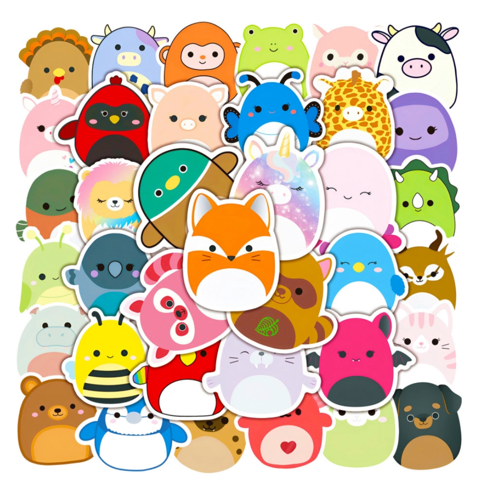 50pcs Princess Aven Superheros Toy Story Kids Stickers Luggage Laptop Skateboard Waterproof Party Bag Fillers Waterbottle Decal Graffiti Patches (Squishmallow)