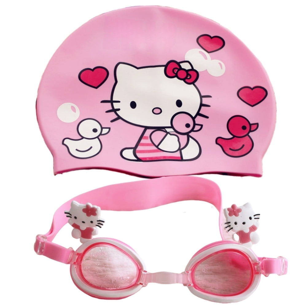 Kids Swimming Goggles Safe Soft Silicone Cap Hat Anti-Fog Waterproof No Leaking Crystal Clear Swim Goggles for Kids Children Boys Girls and Teens Age 3-15