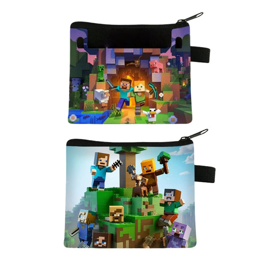 2 Pack Small Coin Purse, Cute Cartoon Stch Wallet Mini Purse Holder for Women Girls Children, Oxford Pouch Small Change Bag for Coin, Credit Card, ID Card, Keys, Lipstick (Minecraft)