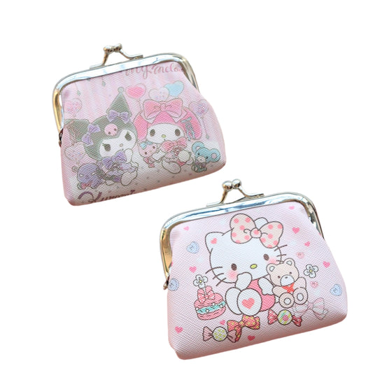 2 Pack Small Coin Purse, Cute Cartoon Wallet Mini Purse Holder for Women Girls Children, Oxford Pouch Small Change Bag for Coin, Credit Card, ID Card, Keys, Lipstick