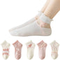 5 Pairs Kids Girls ankle socks Mesh Cotton summer Breathable Lightweight Sport princess bow Socks infant