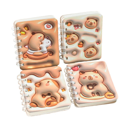 4PCS cute unicorn bus Notebook Wirebound Small Mini Pocket Journal Diary for Girls Boys Kids Gift Spiral bound A7 Lined Notebook Writing Drawing Notepad(Rabbit)