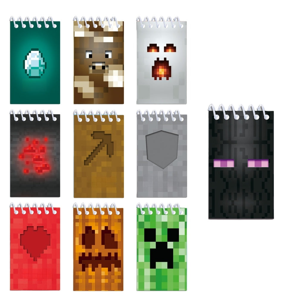 12 Pack Pocket Notebook Small Spiral 10 * 6CM Mini Notepad Princess Kids Colorful Memo Bulk Wired Lined for School Office Supplies Birthday Party Bag Fillers (Minecraft)