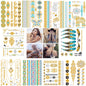 9 Sheets Women Men Gold Fashion Metallic Temporary Tattoos Waterproof Stickers Festival Fake Jewelry Tattoos Body Art