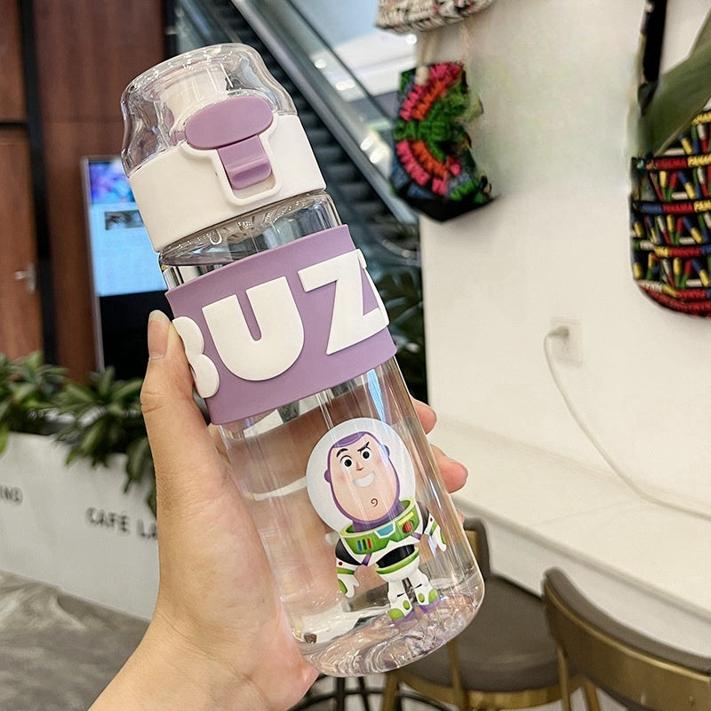 Water Bottle Reusable Kids 520ml PP with Two Lids Leak Proof with straw Lid BPA Free Drinking