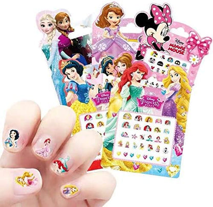5 Sheets Toddlers Princess Elsa Minnie Kids Girls Nail Stickers Earring Stickers Art Decal Party Bag Fillers Decor for Kids Girls Birthday Gift