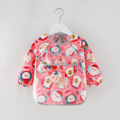 2pcs Baby Kid Waterproof Long Sleeve bib animals dinosaurs Infant Toddler Weaning Feeding Bibs Apron 6 Months to 3 Years Old