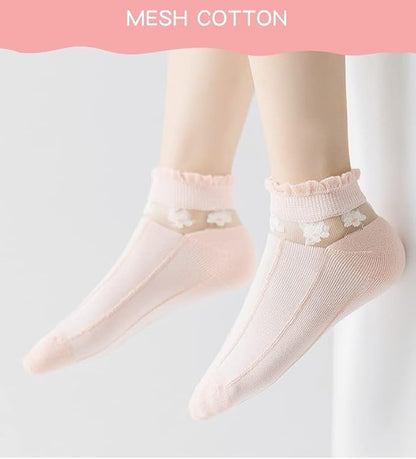 5 Pairs Kids Girls ankle socks Mesh Cotton summer Breathable Lightweight Sport princess bow Socks infant