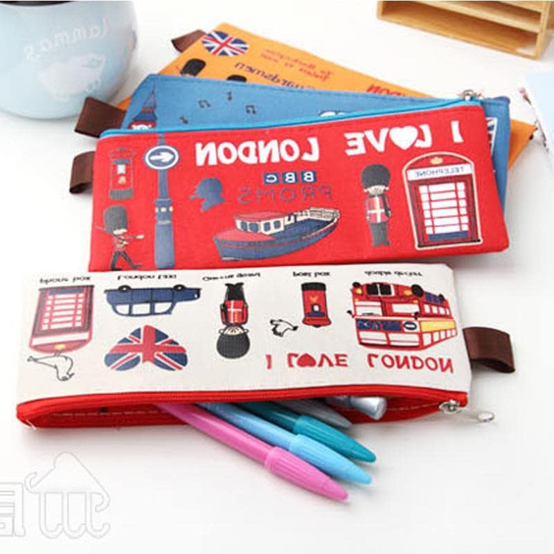 2PCS I Love London Pencil Pen Case,Office College School Pouch Holder Supplies Gifts Stationery Cosmetic Bag (London)