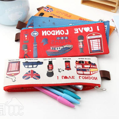 2PCS I Love London Pencil Pen Case,Office College School Pouch Holder Supplies Gifts Stationery Cosmetic Bag (London)