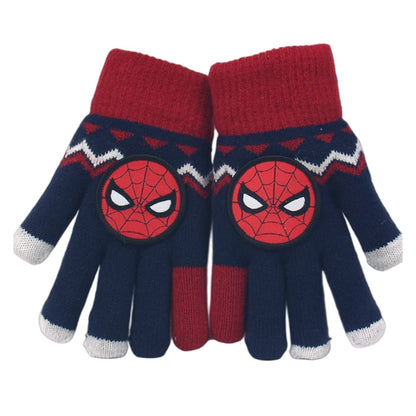 Full Finger Gloves Dinosaur Cat Capybara Winter Knit Warm Mittens Soft Lined Fleece Thermal Outdoor Stretchy Gloves for Kids boys girls(Spiderman)