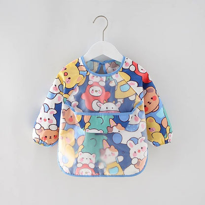 2pcs Baby Kid Waterproof Long Sleeve bib animals dinosaurs Infant Toddler Weaning Feeding Bibs Apron 6 Months to 3 Years Old