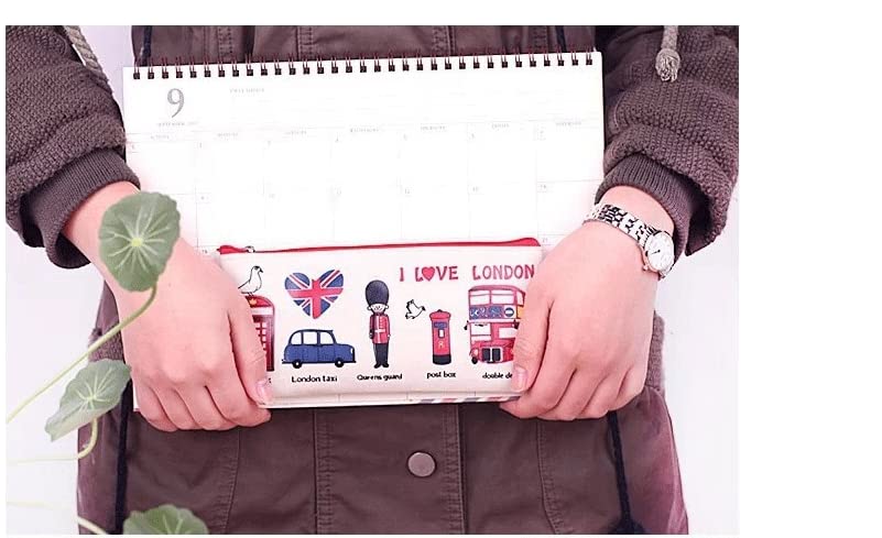 2PCS I Love London Pencil Pen Case,Office College School Pouch Holder Supplies Gifts Stationery Cosmetic Bag