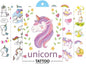 4 Sheets Kids Girls Princess Mermaid Temporary Tattoos Sticker Birthday Party Bag Fillers Favors Supplies Gifts Goodies,Fake Waterproof Temporary Tattoo Set(Unicorn)