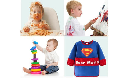 Baby Kid Waterproof Long Sleeve bib avengers spiderman Infant Toddler Weaning Feeding Bibs Apron 6 Months to 3 Years Old