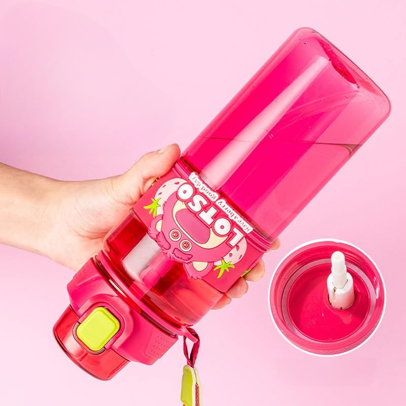 Water Bottle Reusable Kids 520ml PP with Two Lids Leak Proof with straw Lid BPA Free Drinking