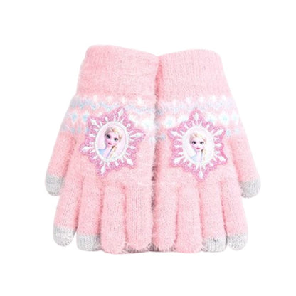 Full Finger Gloves Elsa Winter Knit Warm Mittens Soft Lined Fleece Thermal Outdoor Stretchy Gloves for Kids boys girls