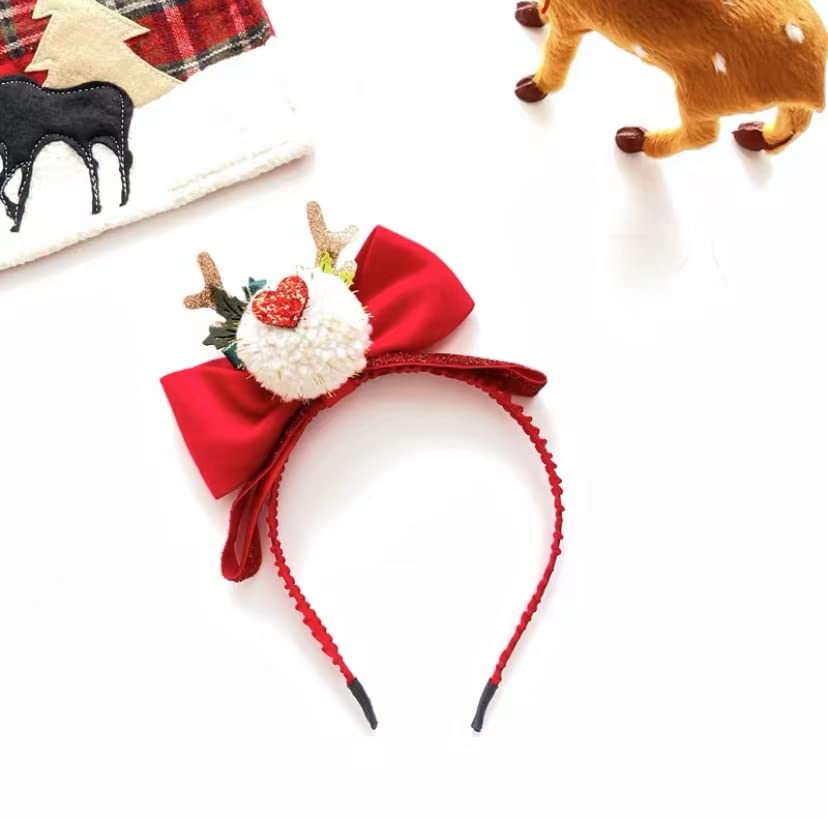 2PCS Christmas Headband Xmas Party Fun Fancy Flower Antlers Elk Deer Animal Horns Headwear Prom Kids Headband Hair Accessories