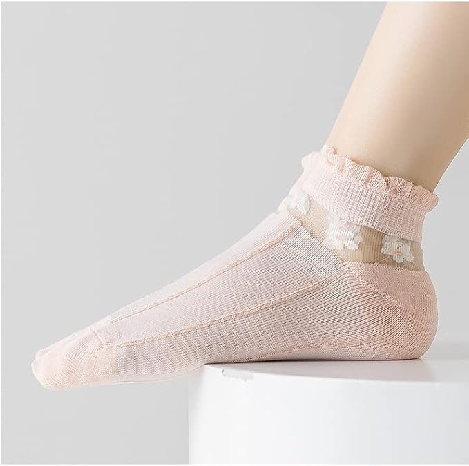 5 Pairs Kids Girls ankle socks Mesh Cotton summer Breathable Lightweight Sport princess bow Socks infant