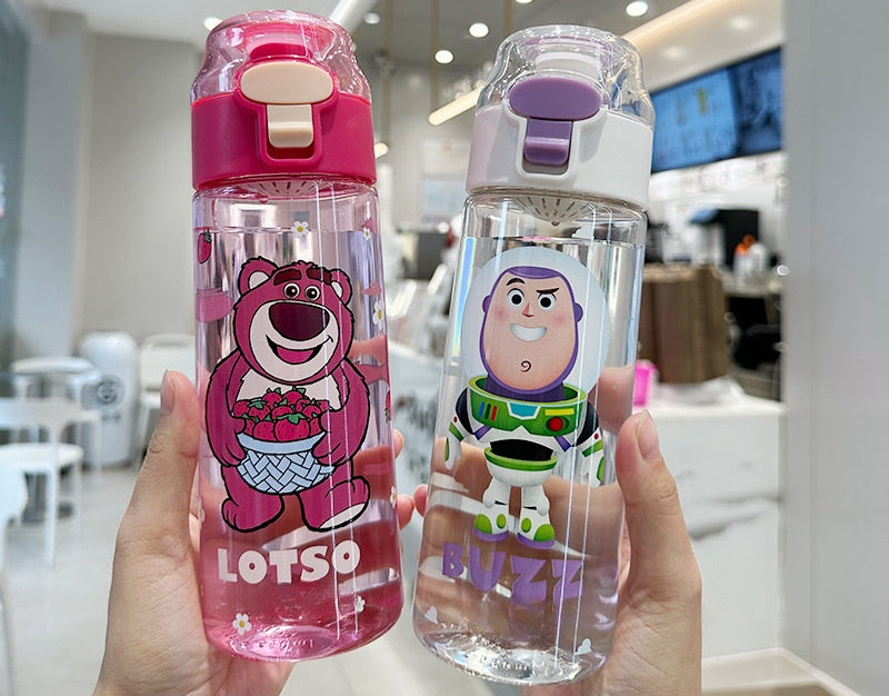 Water Bottle Reusable Kids 520ml PP with Two Lids Leak Proof with straw Lid BPA Free Drinking bottle (Spiderman)