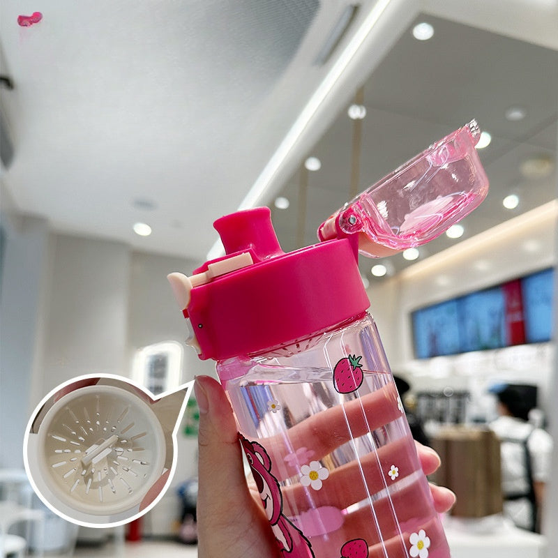 Water Bottle Reusable Kids 520ml PP with Two Lids Leak Proof with straw Lid BPA Free Drinking bottle (Spiderman)