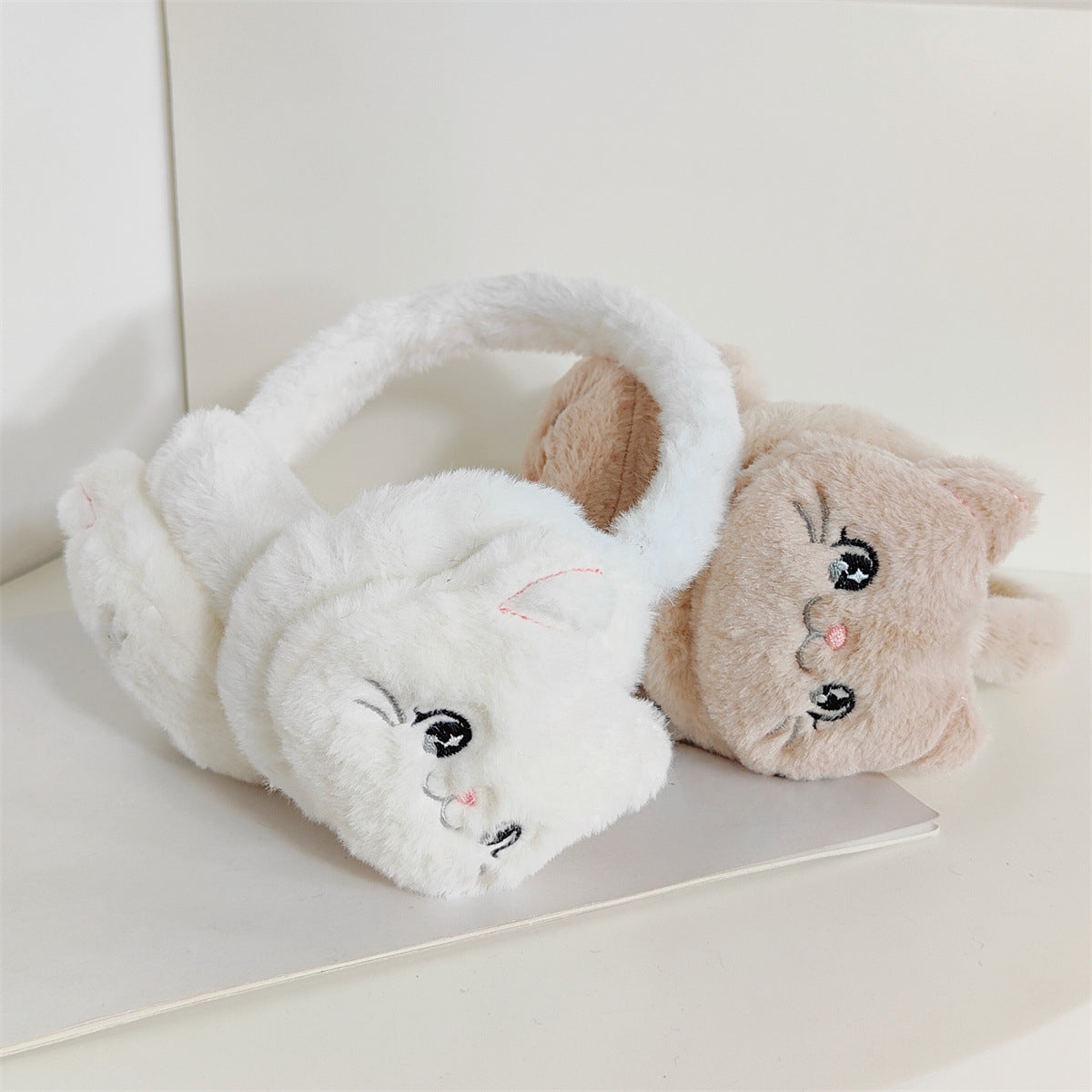 Kids Boy Girl Earmuffs Winter Fleece Thermal Outdoor Warm Plush Ear Warmer (Pink Cat)