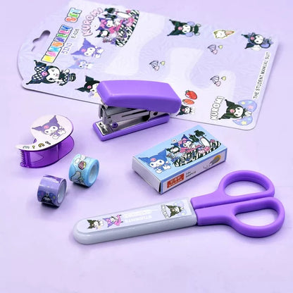 6PCS Stitch School Children Blunt tip Kids Scissors, Cute Desk Accessory Set, School Stapler Set Includes Stapler, Scissors, Small Tape, Staples Scrapbooking Art DIY Craft Students Teaching Stationery Set