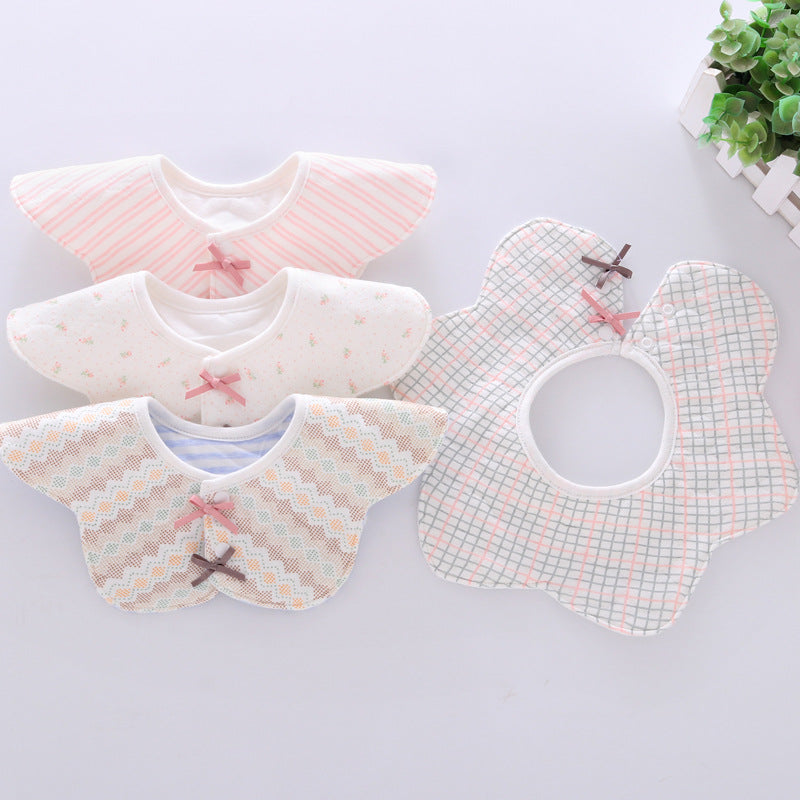 3 Pack BABY Toddler Boys Girls 360° Rotation waterproof BIBS bib Flower COTTON FEEDING Dribble Bandana Apron Weaning