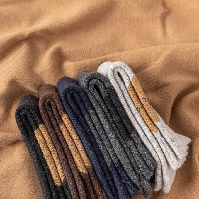 5 Pairs Thermal Socks Mens Walking Hiking Climbing Warm Thick Heat Wool Knitting Socks Winter