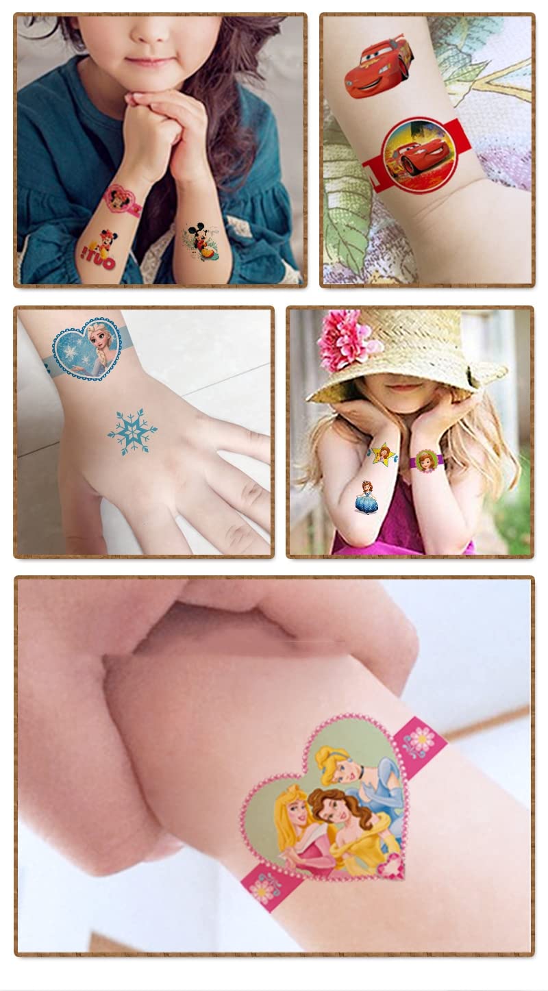 4 Sheets Kids Girls Princess Mermaid Temporary Tattoos Sticker Birthday Party Bag Fillers Favors Supplies Gifts Goodies,Fake Waterproof Temporary Tattoo Set