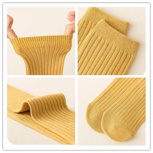 3 Pairs Back to School Kids Girls Knee High Plain School Uniform Colourful Cotton Rich Socks (Brown)