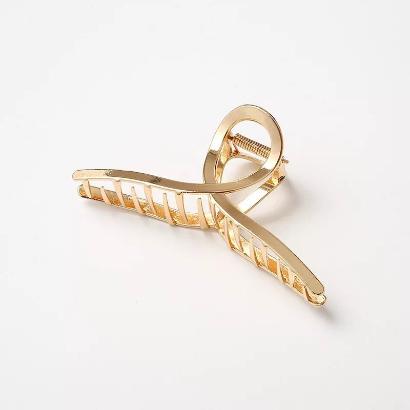 5PCS Large Brushed Metal Claw Clips Hollow Non-slip Hair Catch Barrette Jaw Clamp Hairpins for Fixing Hair Women Girls Thin Thick Hair