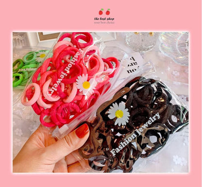 50 Multicolour Mini Hair Ponios Endless Elastics Bobbles Bands Women Girl kids Hair Bands Ponytail Holders (Mix)