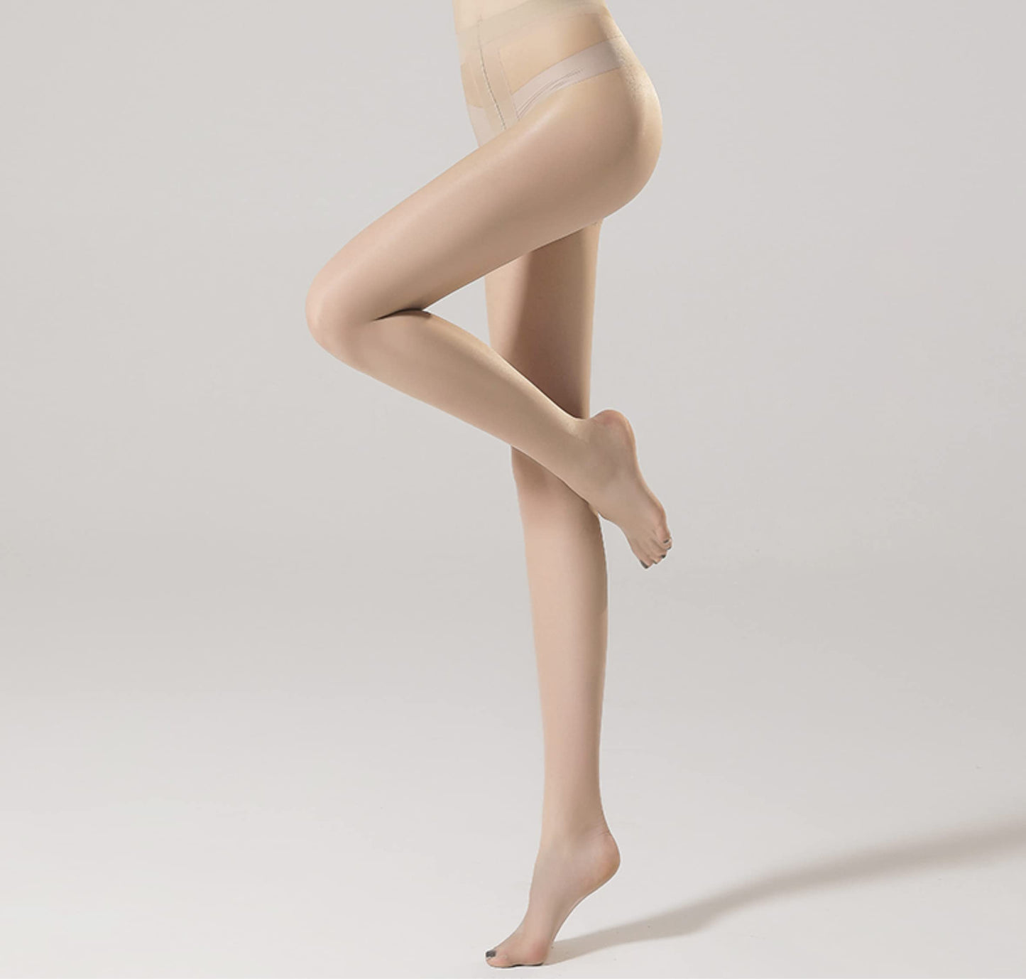 Women 6 Pairs Black Nude Silk Sheer Soft Tights 20 Denier Control Top (Nude)