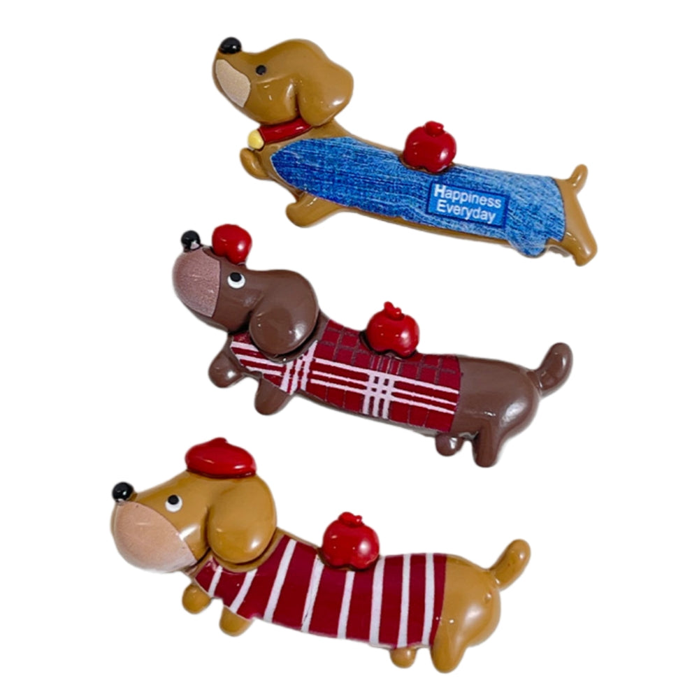 Resins Dachshund Cats dogs Magnets For Fridge Or Whiteboard Fun And Functionality Cartoon Animal Refrigerator Sticker Decors (Dog 3pcs)