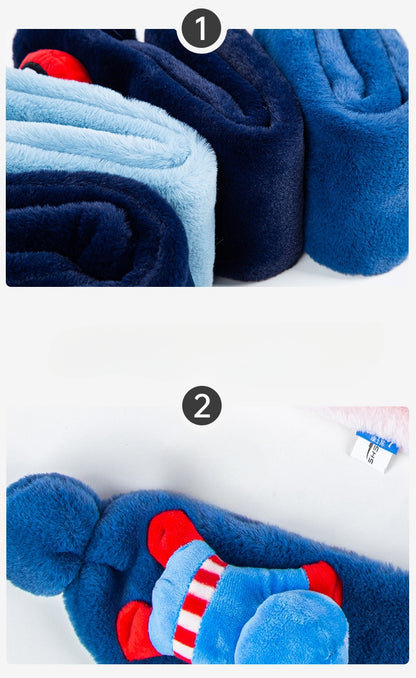 Kids Winter Beanie Scarf for 2-10 Years Old Boys Girls.Outdoor Warm Fleece Lined Thermal Knit Fluffy Pom